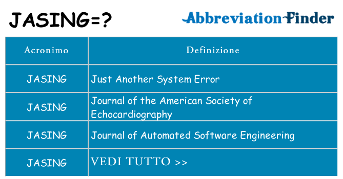Che cosa significa l'acronimo jasing
