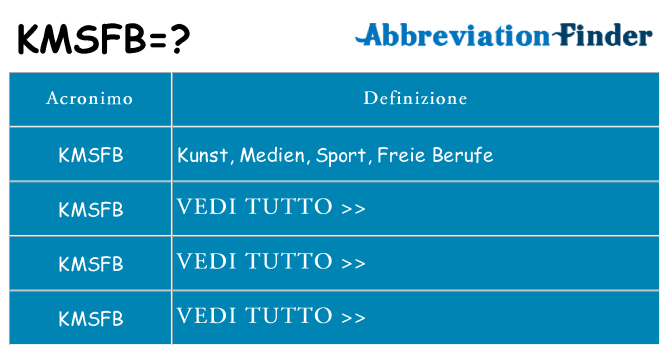 Che cosa significa l'acronimo kmsfb