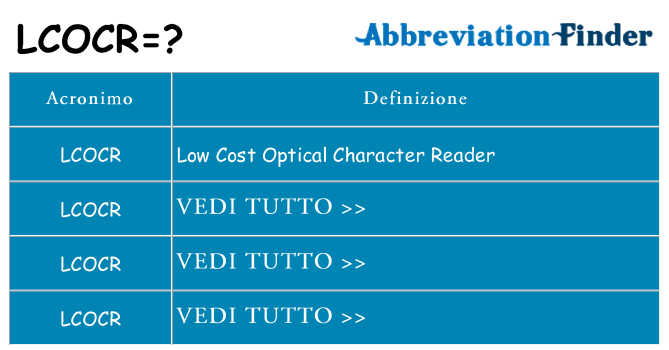 Che cosa significa l'acronimo lcocr