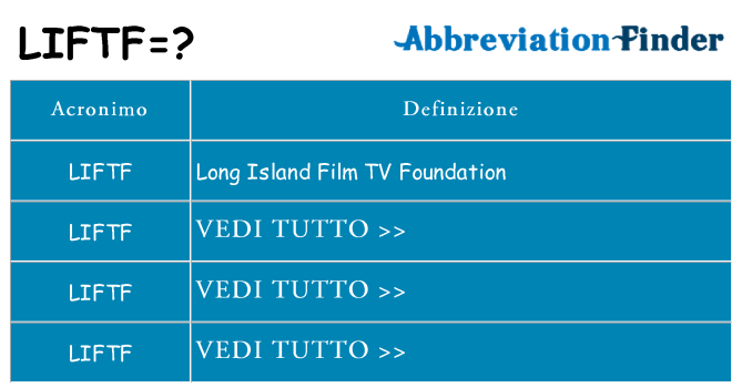 Che cosa significa l'acronimo liftf