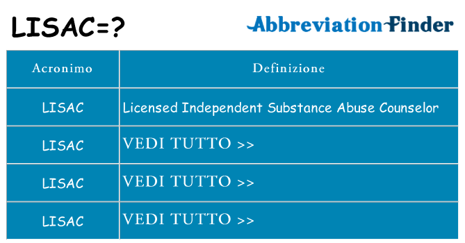 Che cosa significa l'acronimo lisac