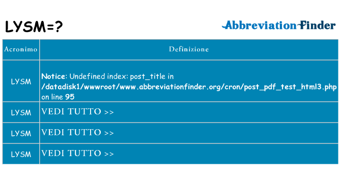 Che cosa significa l'acronimo lysm