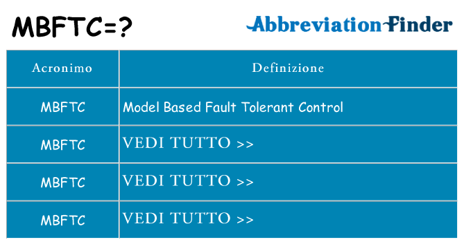 Che cosa significa l'acronimo mbftc