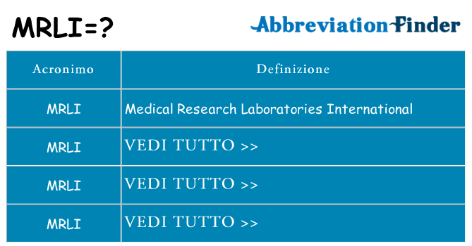 Che cosa significa l'acronimo mrli