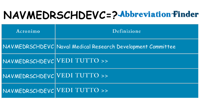 Che cosa significa l'acronimo navmedrschdevc