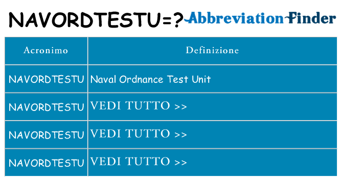Che cosa significa l'acronimo navordtestu