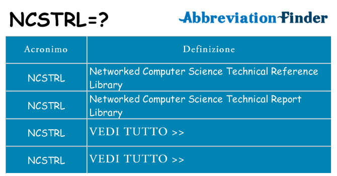 Che cosa significa l'acronimo ncstrl