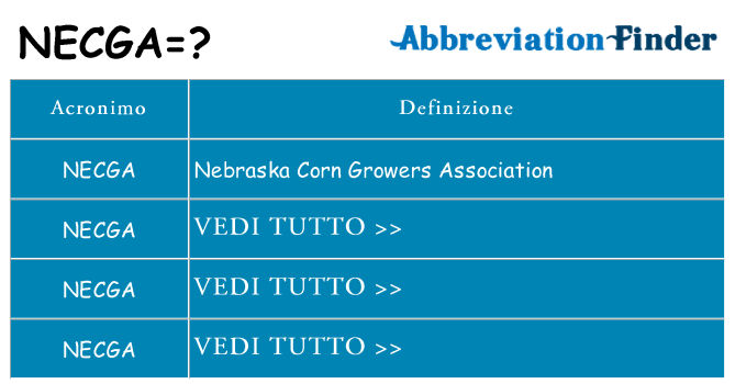 Che cosa significa l'acronimo necga