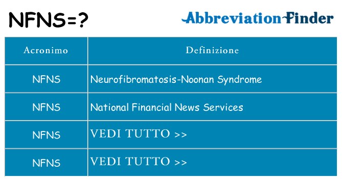 Che cosa significa l'acronimo nfns
