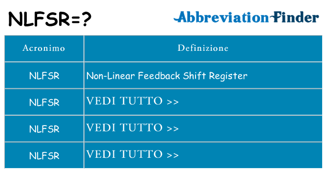 Che cosa significa l'acronimo nlfsr