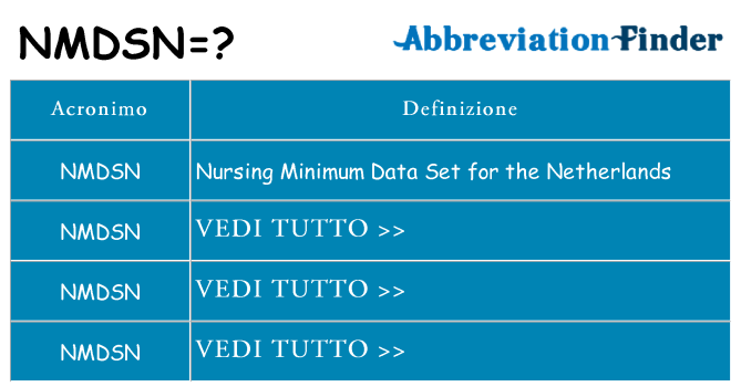 Che cosa significa l'acronimo nmdsn
