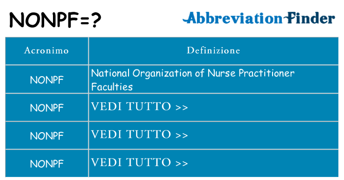 Che cosa significa l'acronimo nonpf