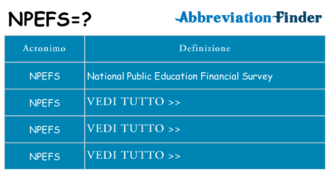 Che cosa significa l'acronimo npefs