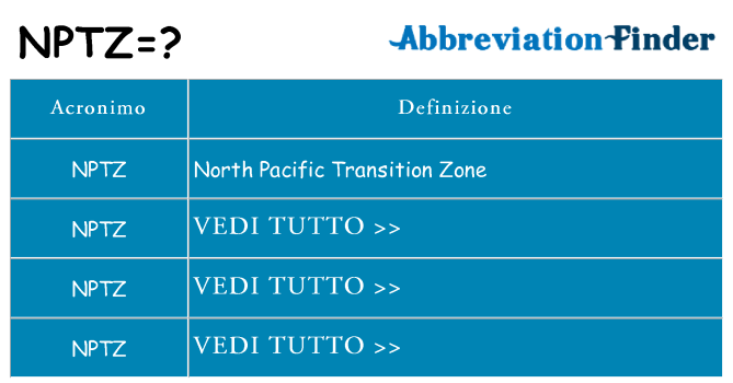 Che cosa significa l'acronimo nptz