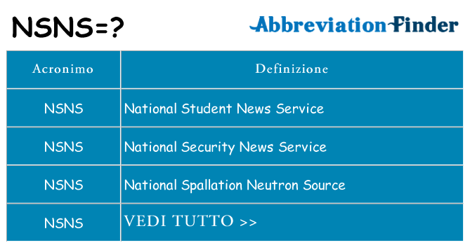 Che cosa significa l'acronimo nsns