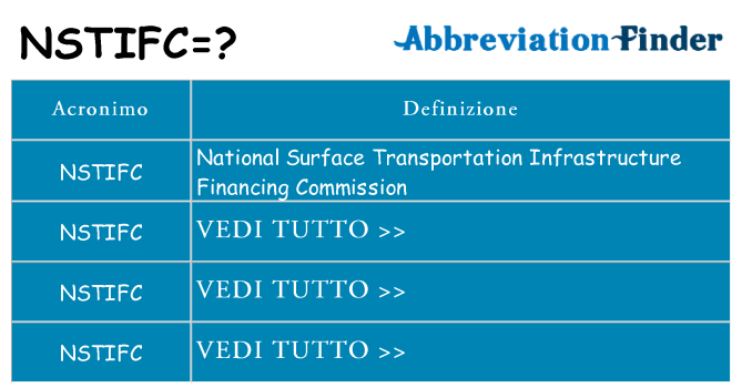 Che cosa significa l'acronimo nstifc