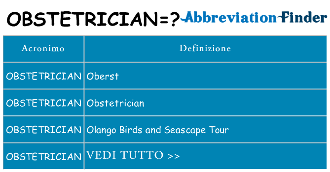 Che cosa significa l'acronimo obstetrician