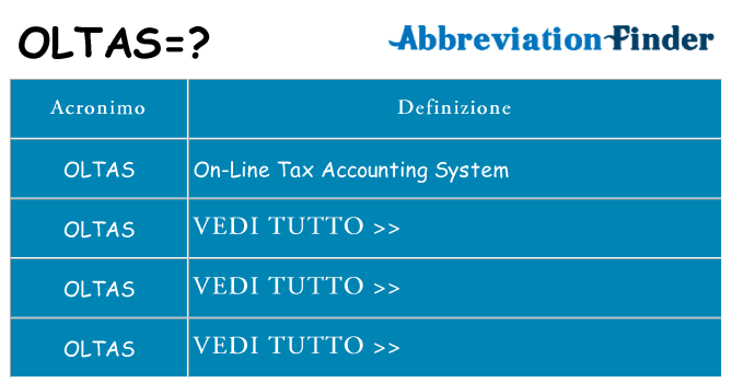 Che cosa significa l'acronimo oltas