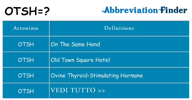 Che cosa significa l'acronimo otsh