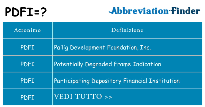 Che cosa significa l'acronimo pdfi