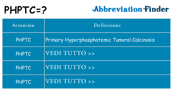 Che cosa significa l'acronimo phptc