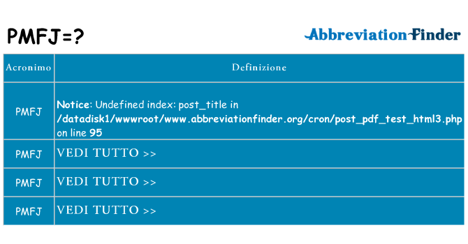 Che cosa significa l'acronimo pmfj