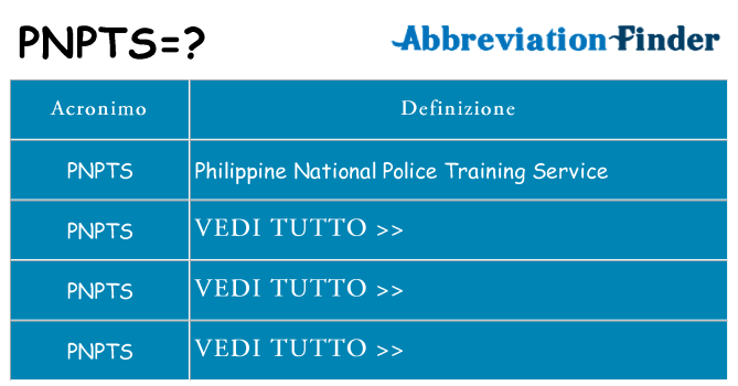 Che cosa significa l'acronimo pnpts
