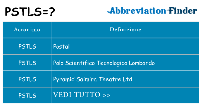Che cosa significa l'acronimo pstls