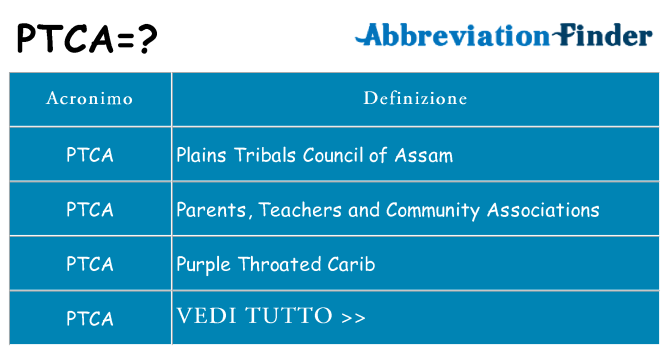 Che cosa significa l'acronimo ptca