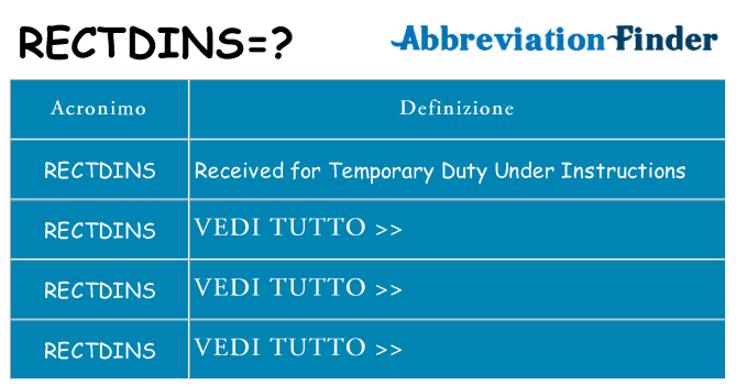 Che cosa significa l'acronimo rectdins
