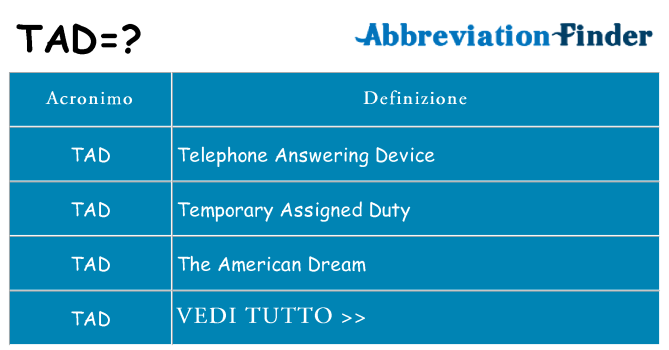Che cosa significa l'acronimo tad