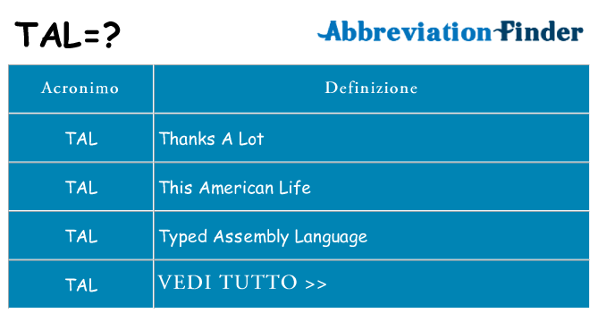 Che cosa significa l'acronimo tal