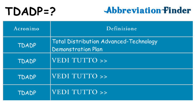 Che cosa significa l'acronimo tdadp