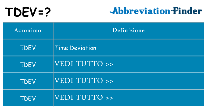 Che cosa significa l'acronimo tdev