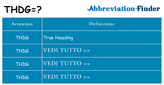 Che cosa significa l'acronimo thdg
