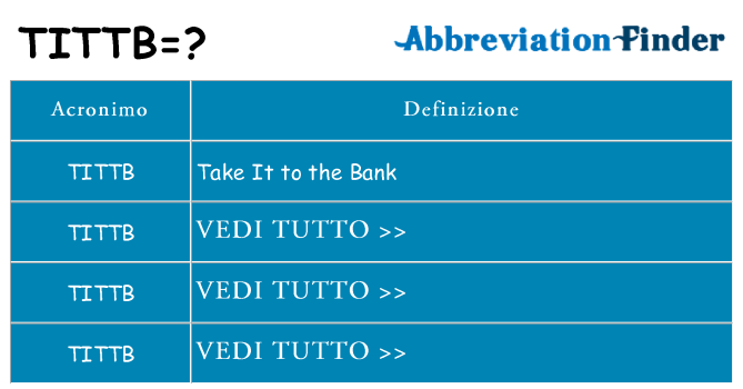 Che cosa significa l'acronimo tittb