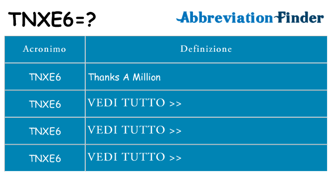 Che cosa significa l'acronimo tnxe6