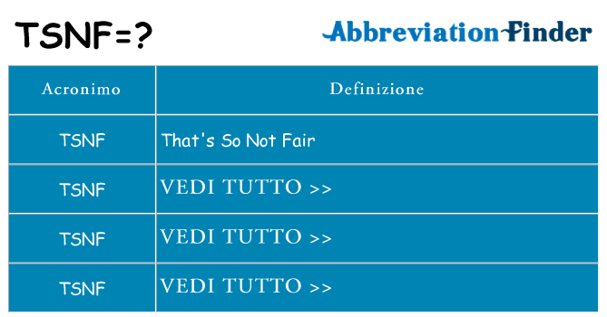 Che cosa significa l'acronimo tsnf