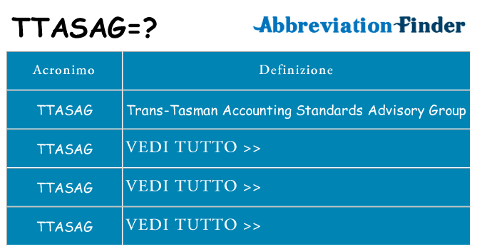 Che cosa significa l'acronimo ttasag