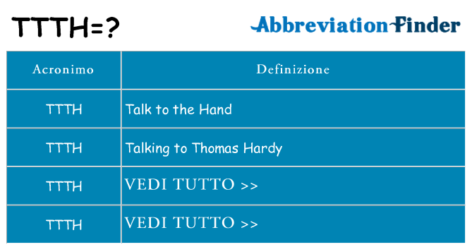 Che cosa significa l'acronimo ttth