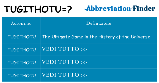 Che cosa significa l'acronimo tugithotu