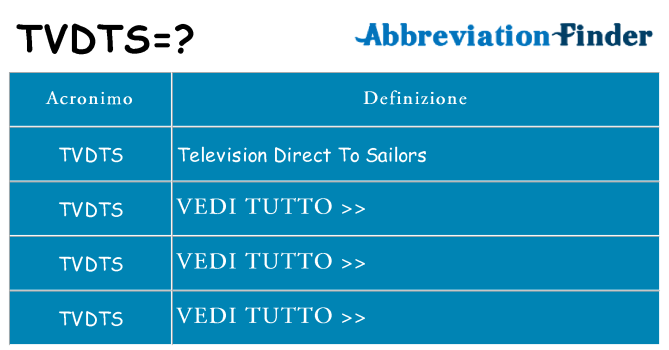 Che cosa significa l'acronimo tvdts