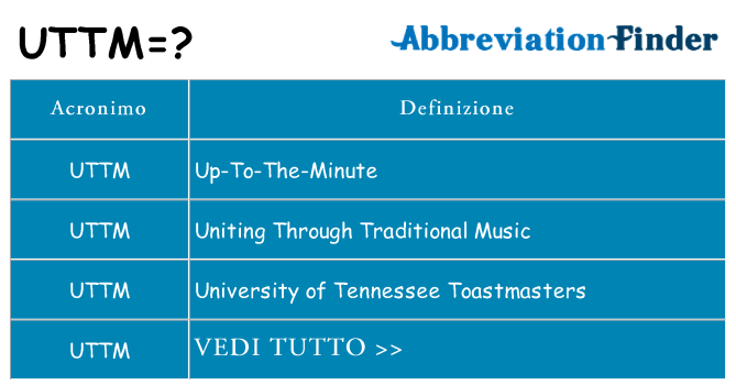 Che cosa significa l'acronimo uttm