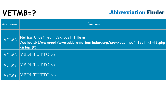 Che cosa significa l'acronimo vetmb