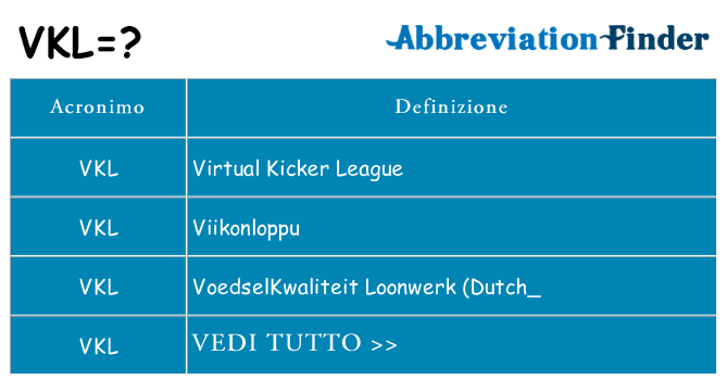 Che cosa significa l'acronimo vkl