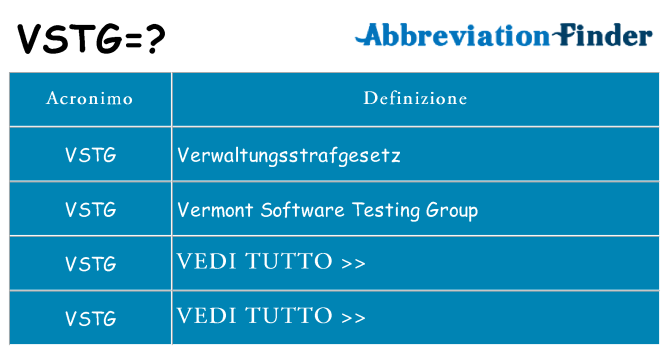 Che cosa significa l'acronimo vstg