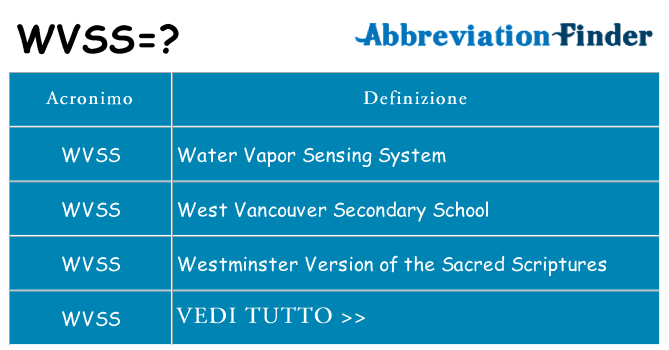 Che cosa significa l'acronimo wvss