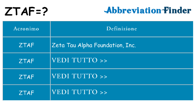 Che cosa significa l'acronimo ztaf