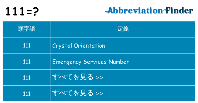 111 は何の略します。