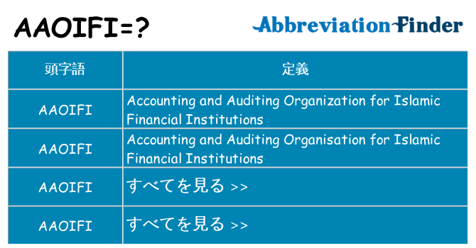 aaoifi は何の略します。